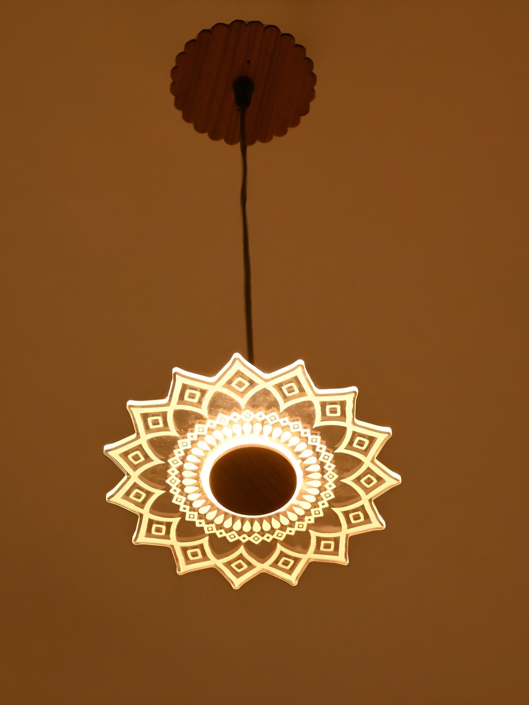 

Afast Brown & white Textured Glass Traditional Ceiling Lamp