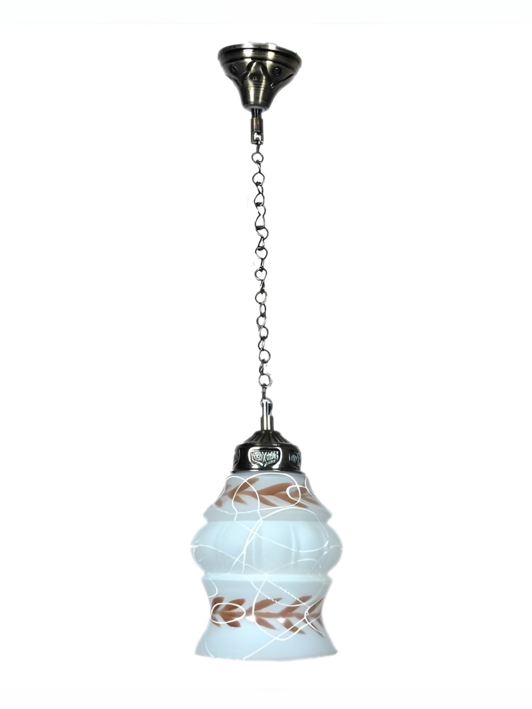 

Afast Grey & White Printed Traditional Bell Shaped Glass Ceiling Lamp