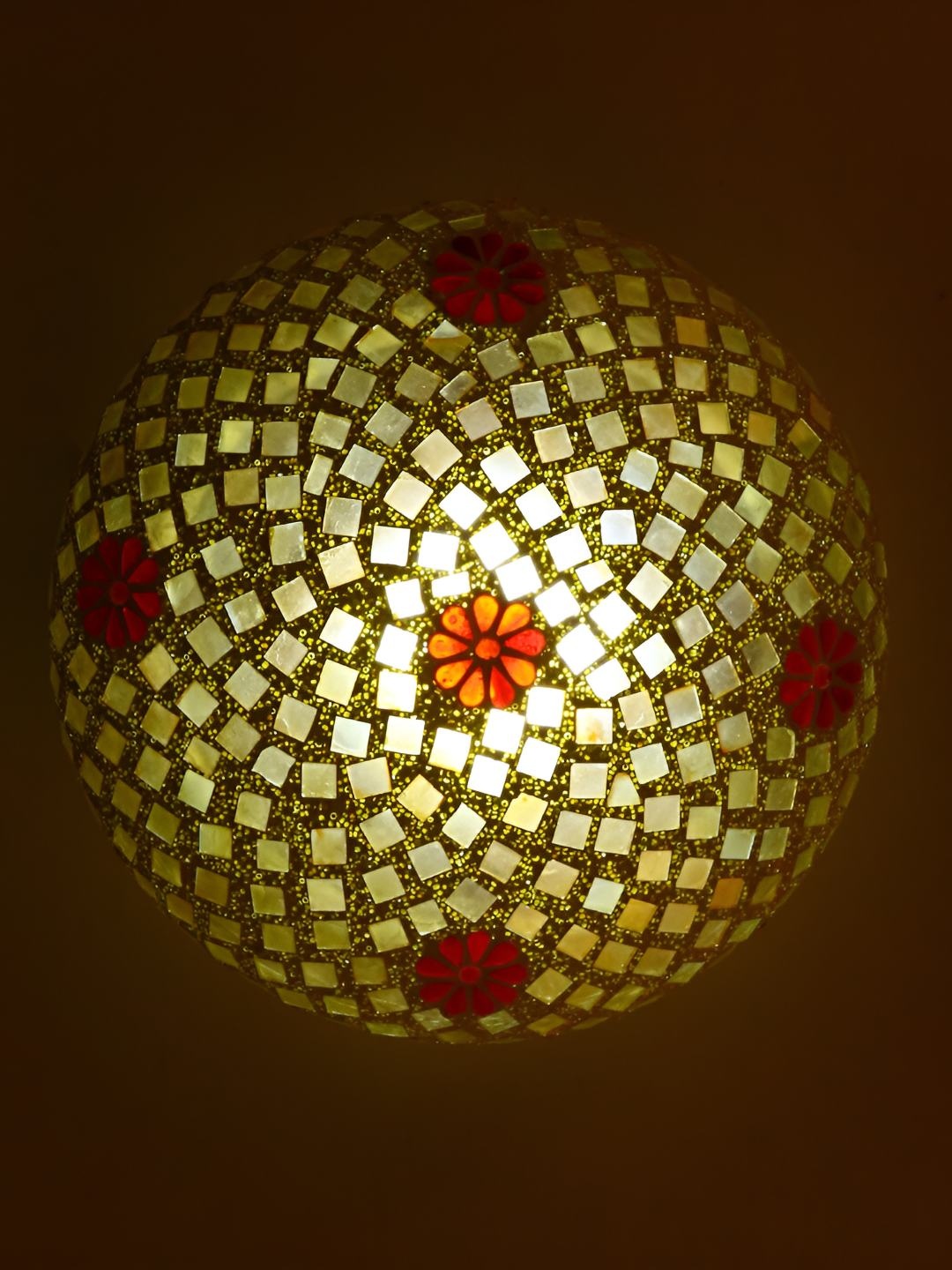 

Afast Yellow & Red Printed Glass Traditional Ceiling Lamp