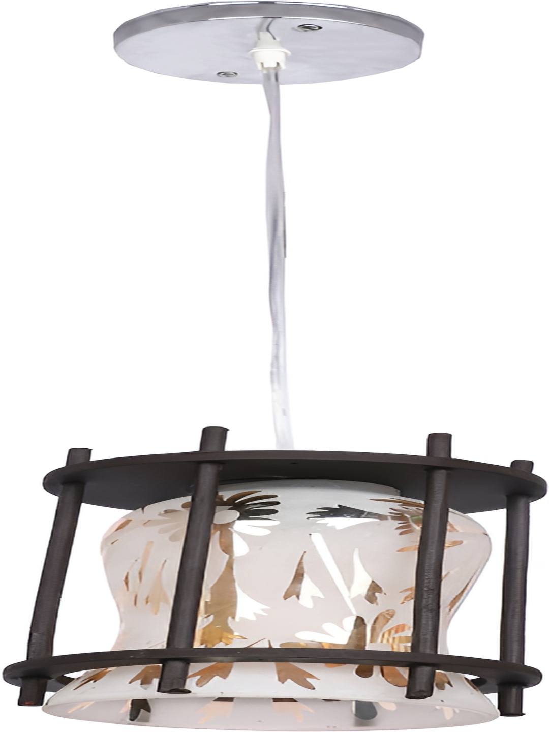 

Afast Off White & Gold-Toned Floral Printed Glass Ceiling Lamp With Adjustable Cord