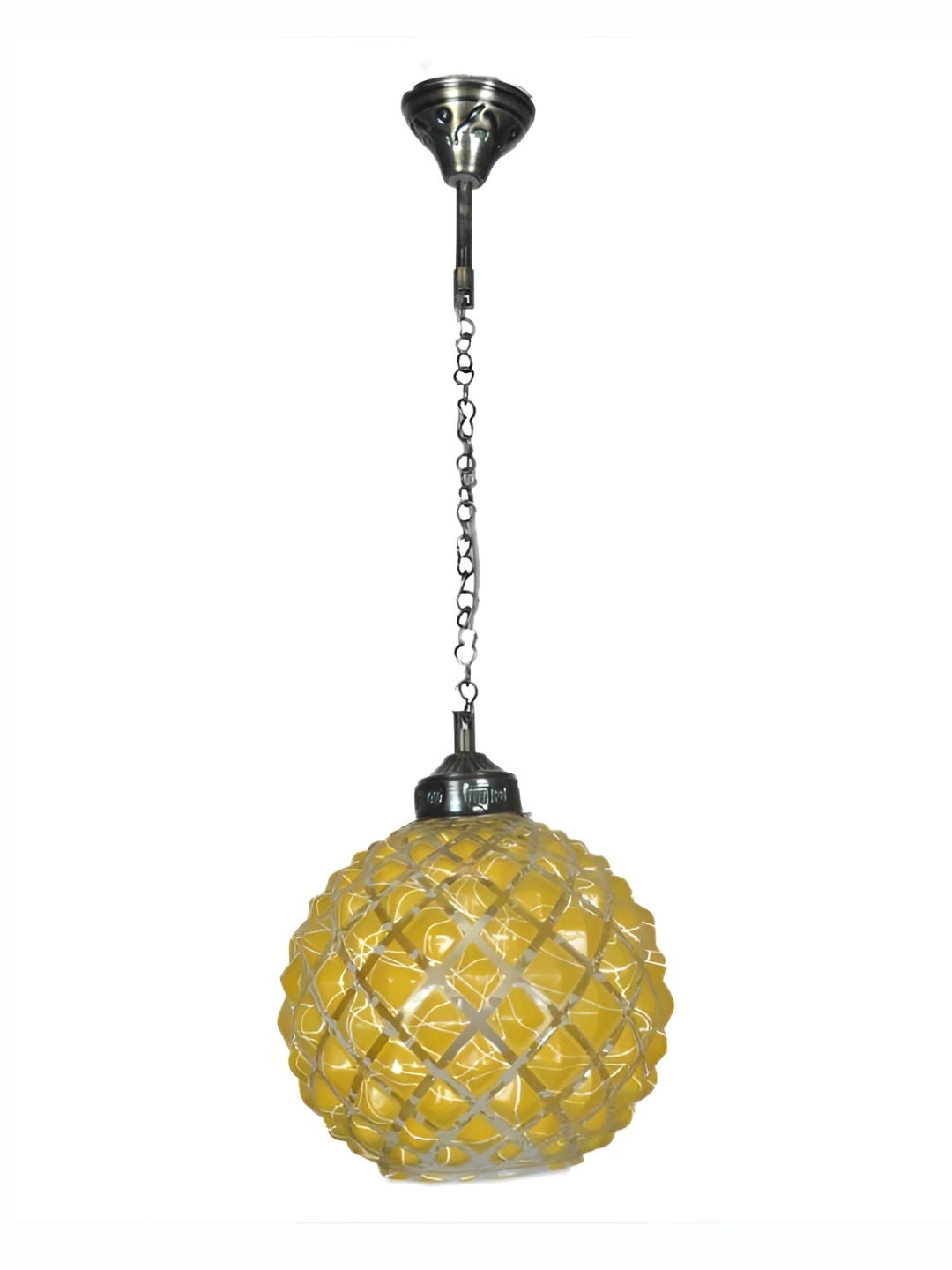 

Afast Yellow & Grey Textured Glass Traditional Spherical Shaped Ceiling Lamp