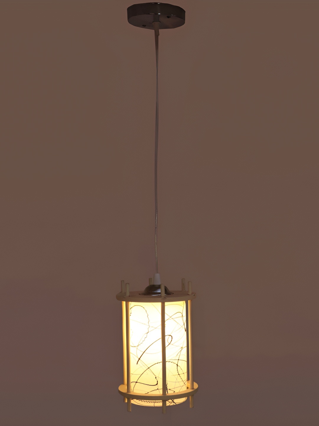 

Afast Beige & Grey Abstract Printed Glass Ceiling Lamp With Adjustable Cord