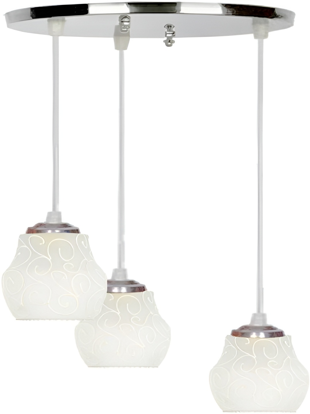 

Afast White & Off White 3 Pieces Printed Traditional Glass Ceiling Lamp