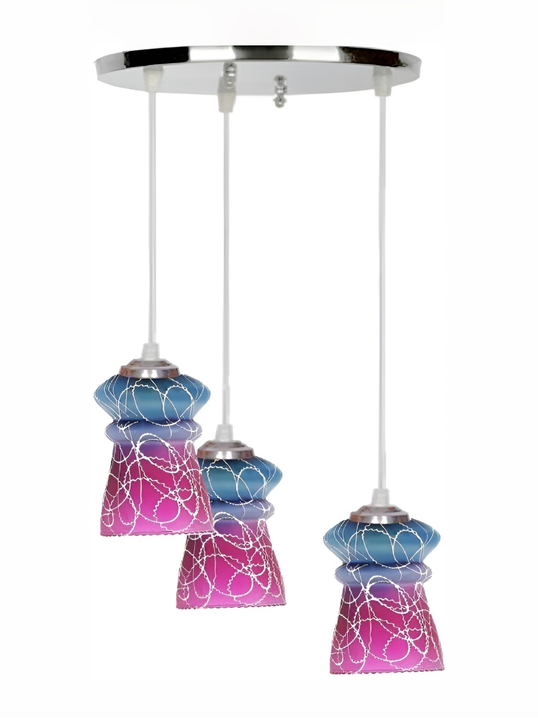 

Afast Blue & Rose Printed Glass Traditional Bell Shaped Ceiling Lamp