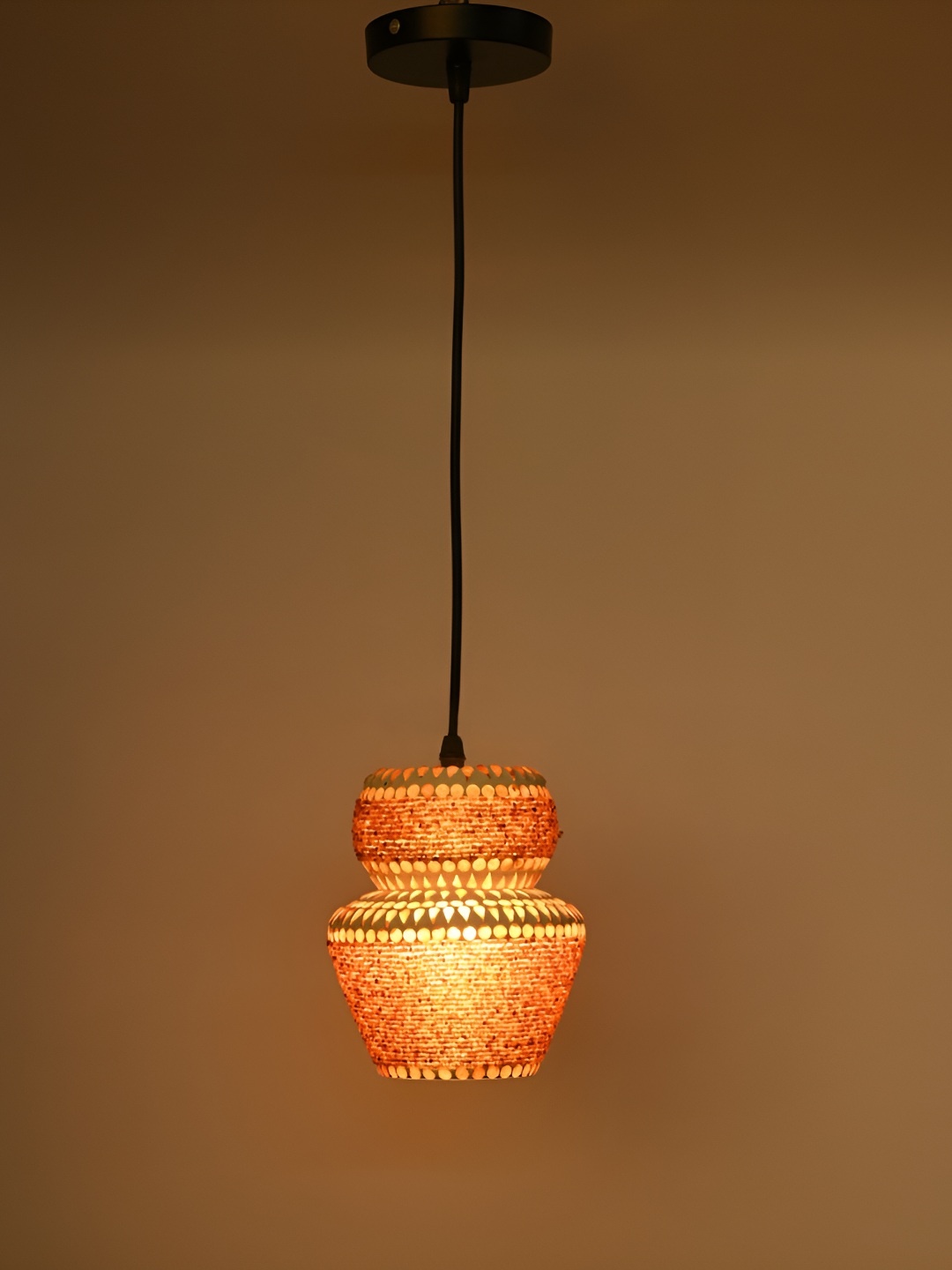 

Afast Black & Beige Textured Traditional Glass Ceiling Lamp