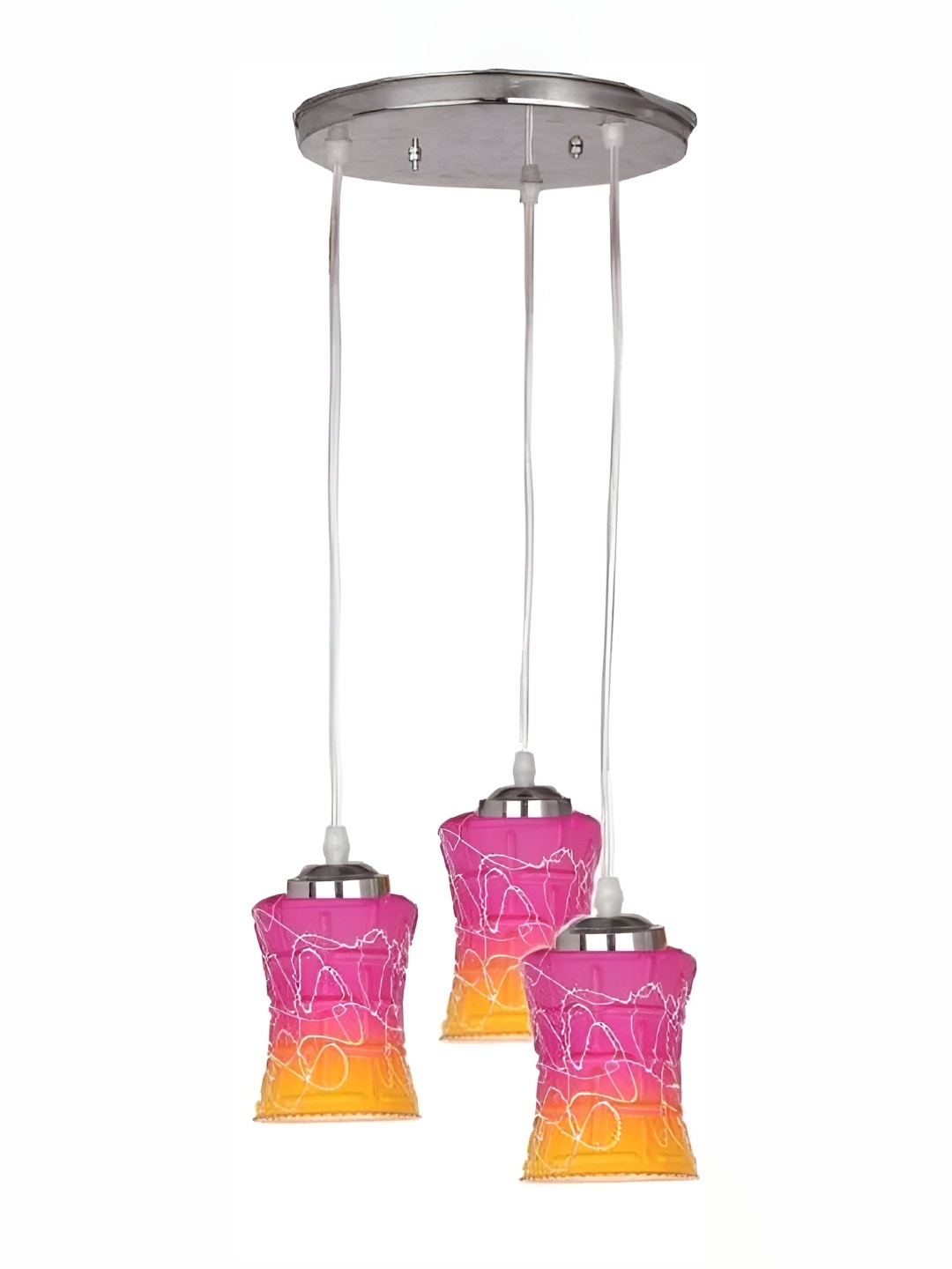 

Afast Pink & Orange Printed Glass Traditional Ceiling Lamp