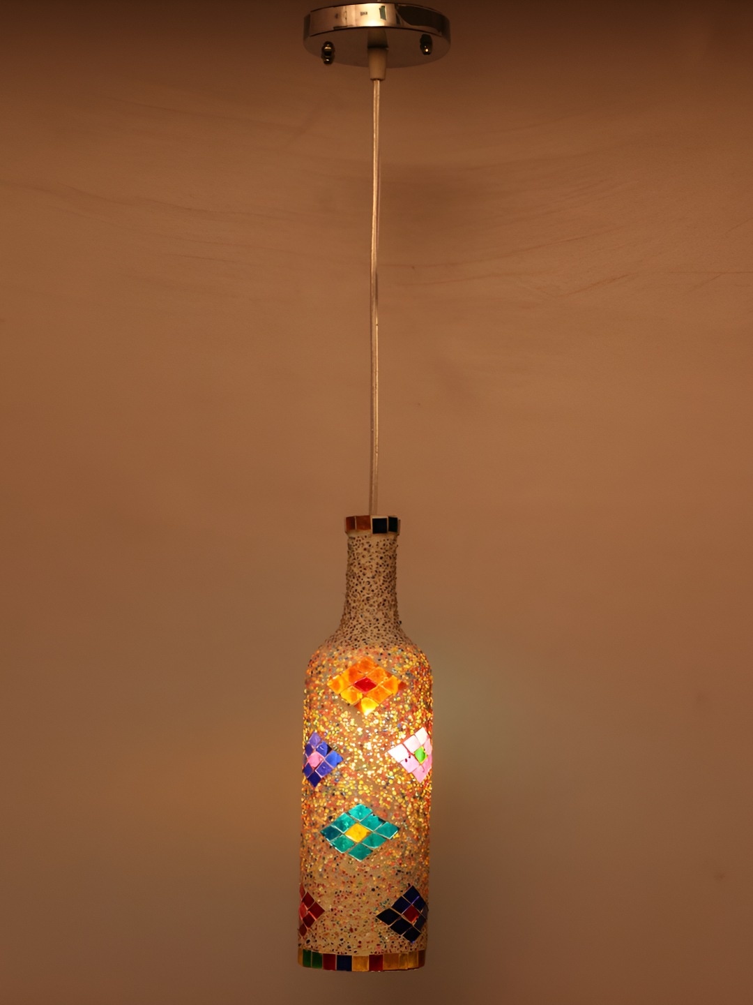 

Afast Orange & Blue Textured Glass Traditional Cylindrical Shaped Ceiling Lamp