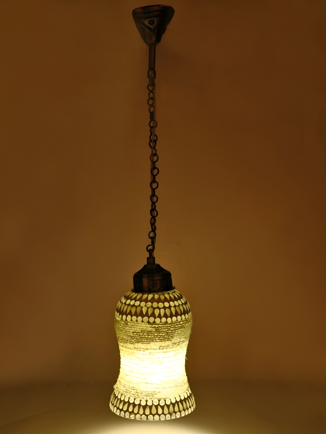 

Afast White & Grey Textured Glass Traditional Bell Shaped Ceiling Lamp