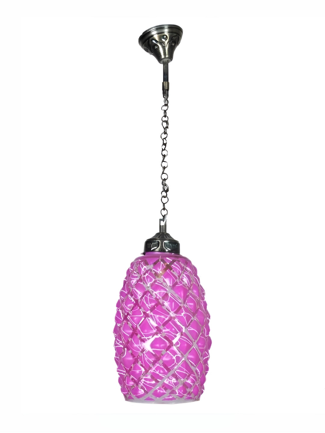

Afast Pink & Grey Geometric Printed Glass Ceiling Lamp With Adjustable Cord