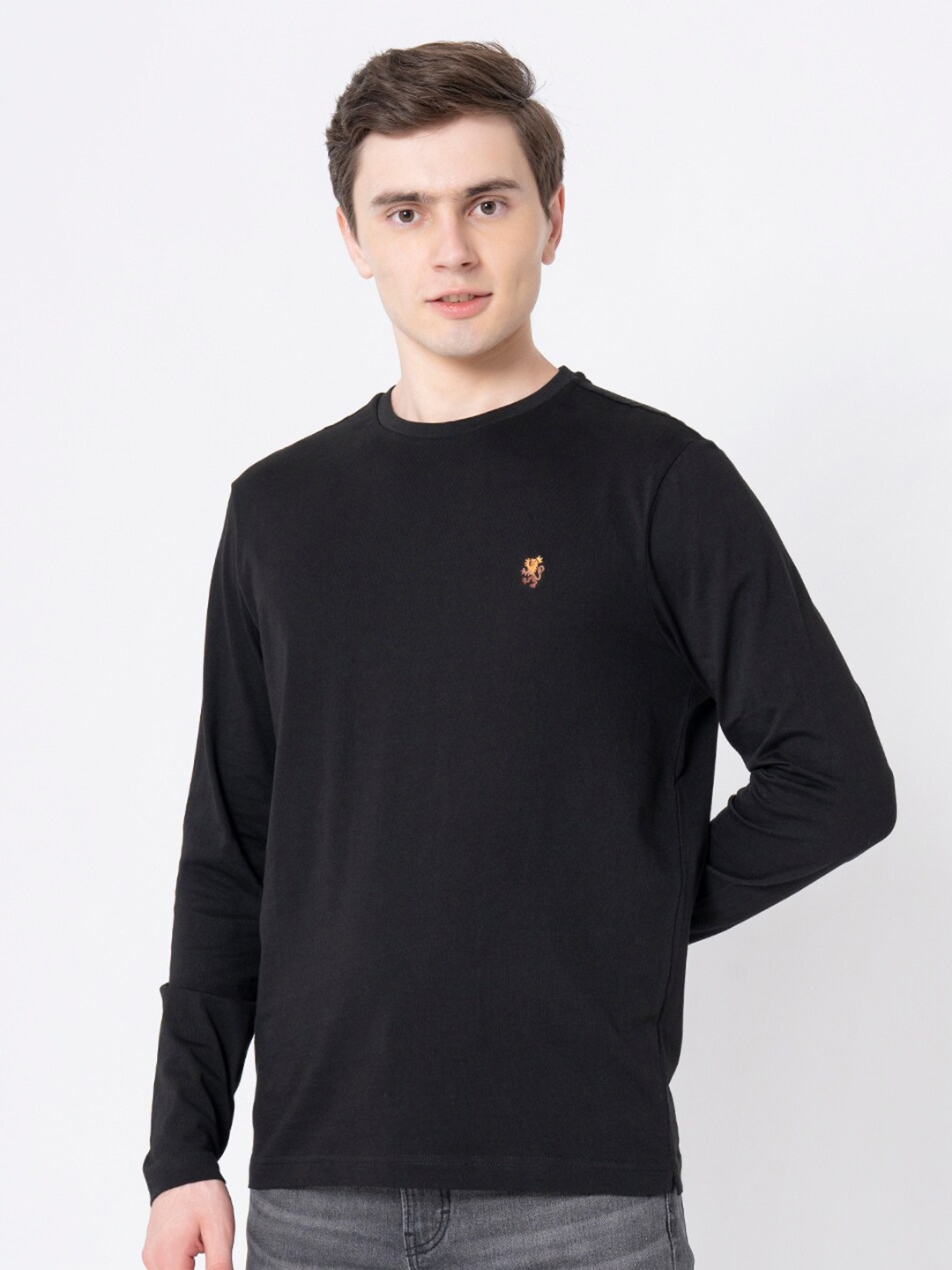 

Red Tape Round Neck Long Sleeves Pure Cotton T-shirt, Black