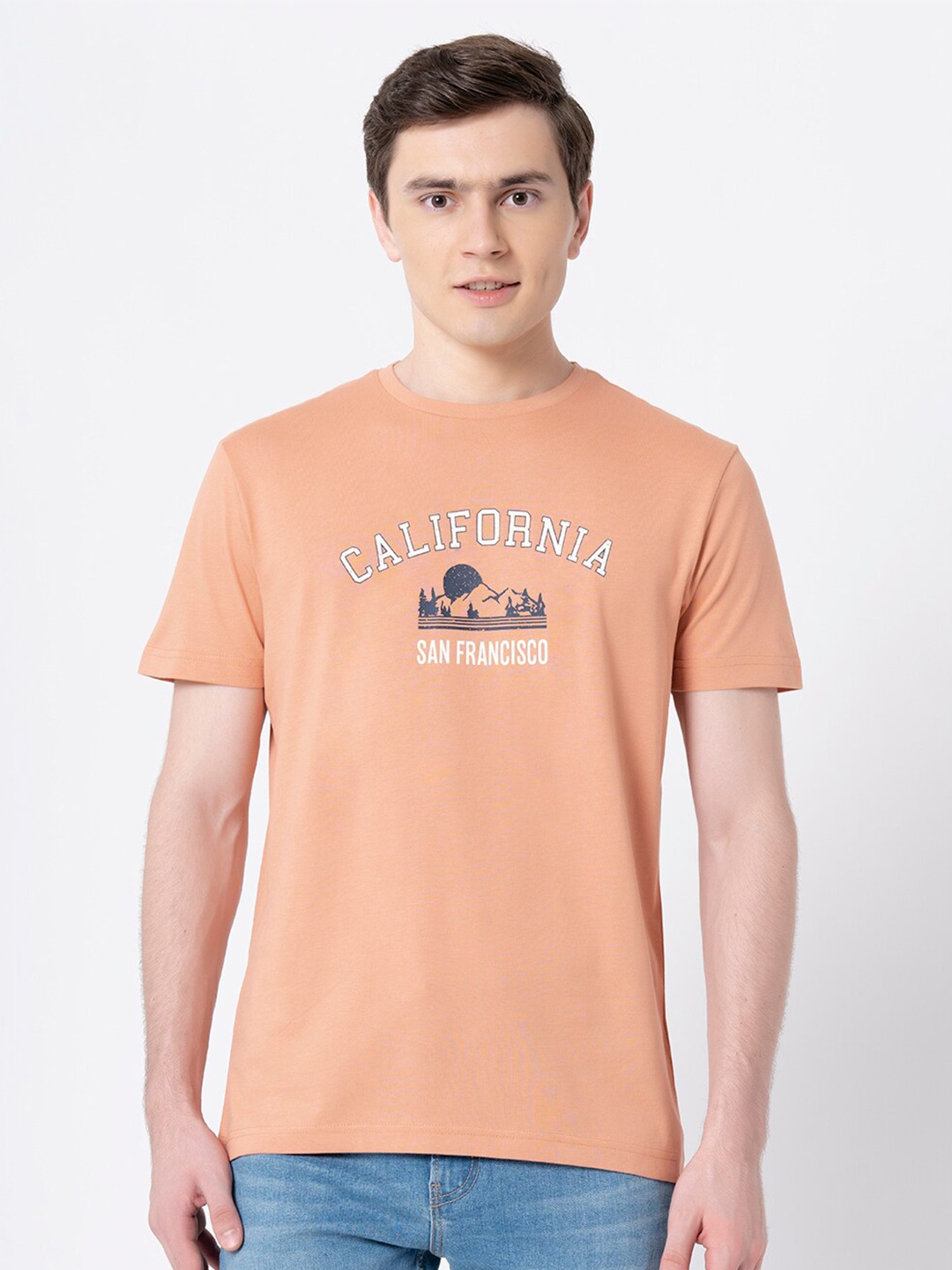 

Red Tape Typography Printed Pure Cotton T-shirt, Orange