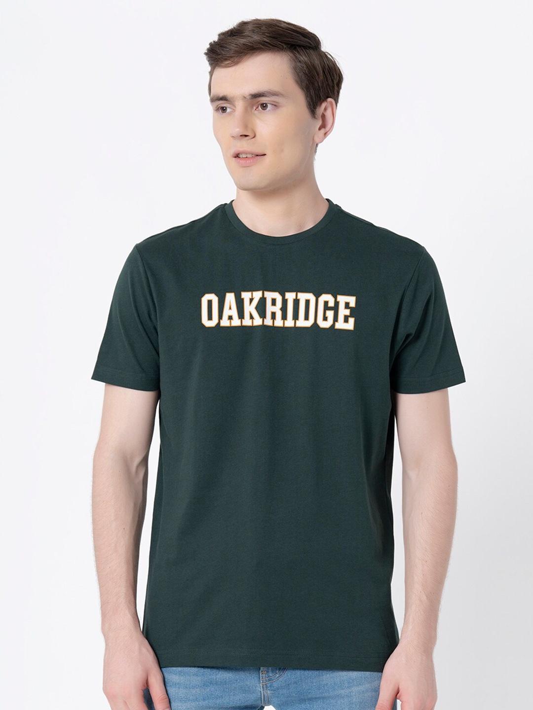 

Red Tape Typography Printed Pure Cotton T-shirt, Green