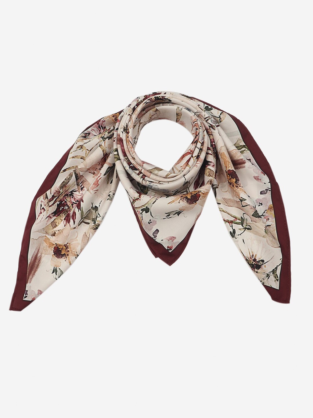 

Beau Design Floral Printed Scarf, Off white