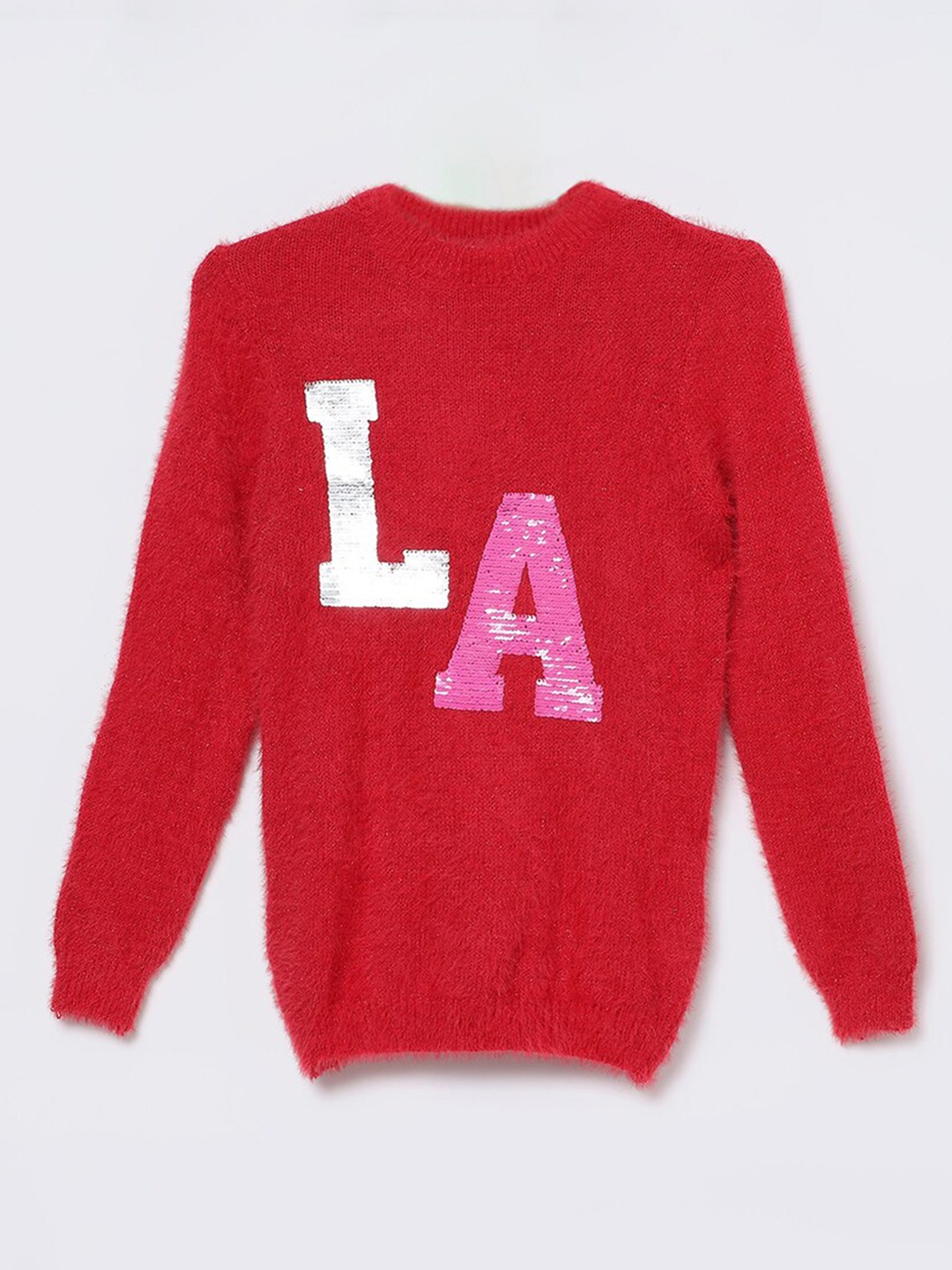 

Fame Forever by Lifestyle Girls Typography Self Design Embellished Pullover, Red