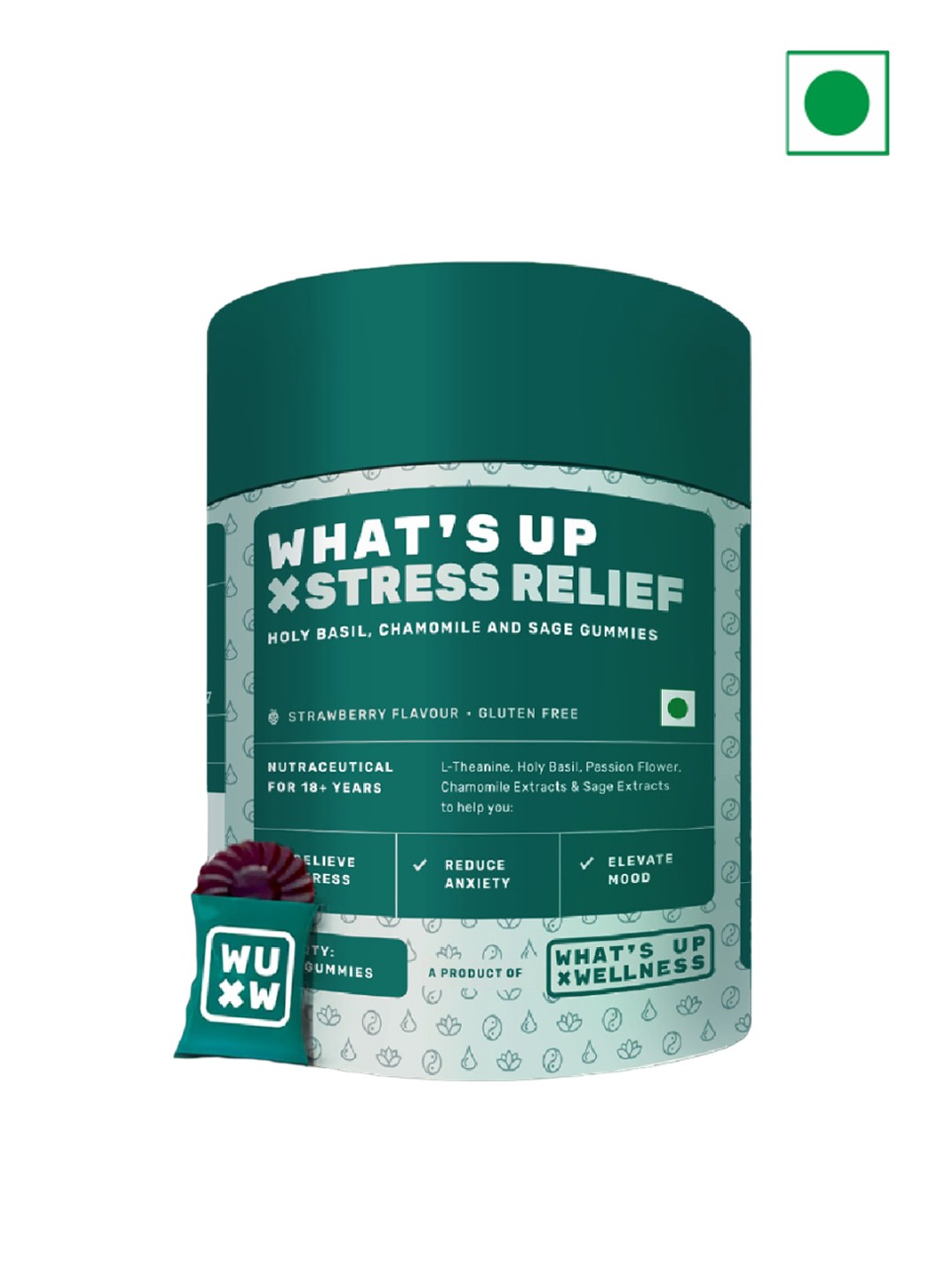 

What's Up Wellness Stress & Anxiety Relief Gummies - 30 Gummies, Green