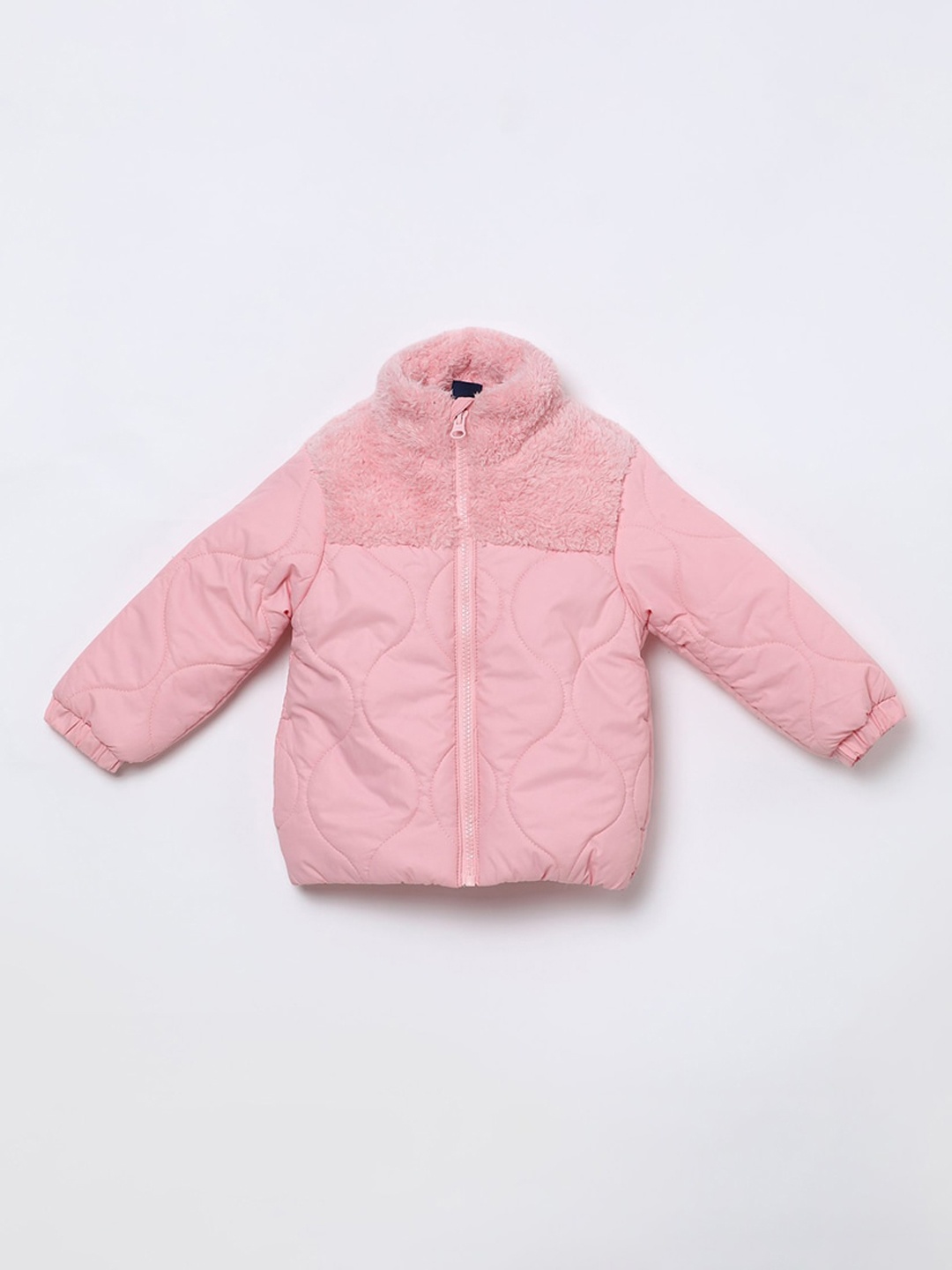 

Juniors by Lifestyle Girls Mock Collar Long Sleeve Lightweight Zip Detail Padded Jacket, Pink