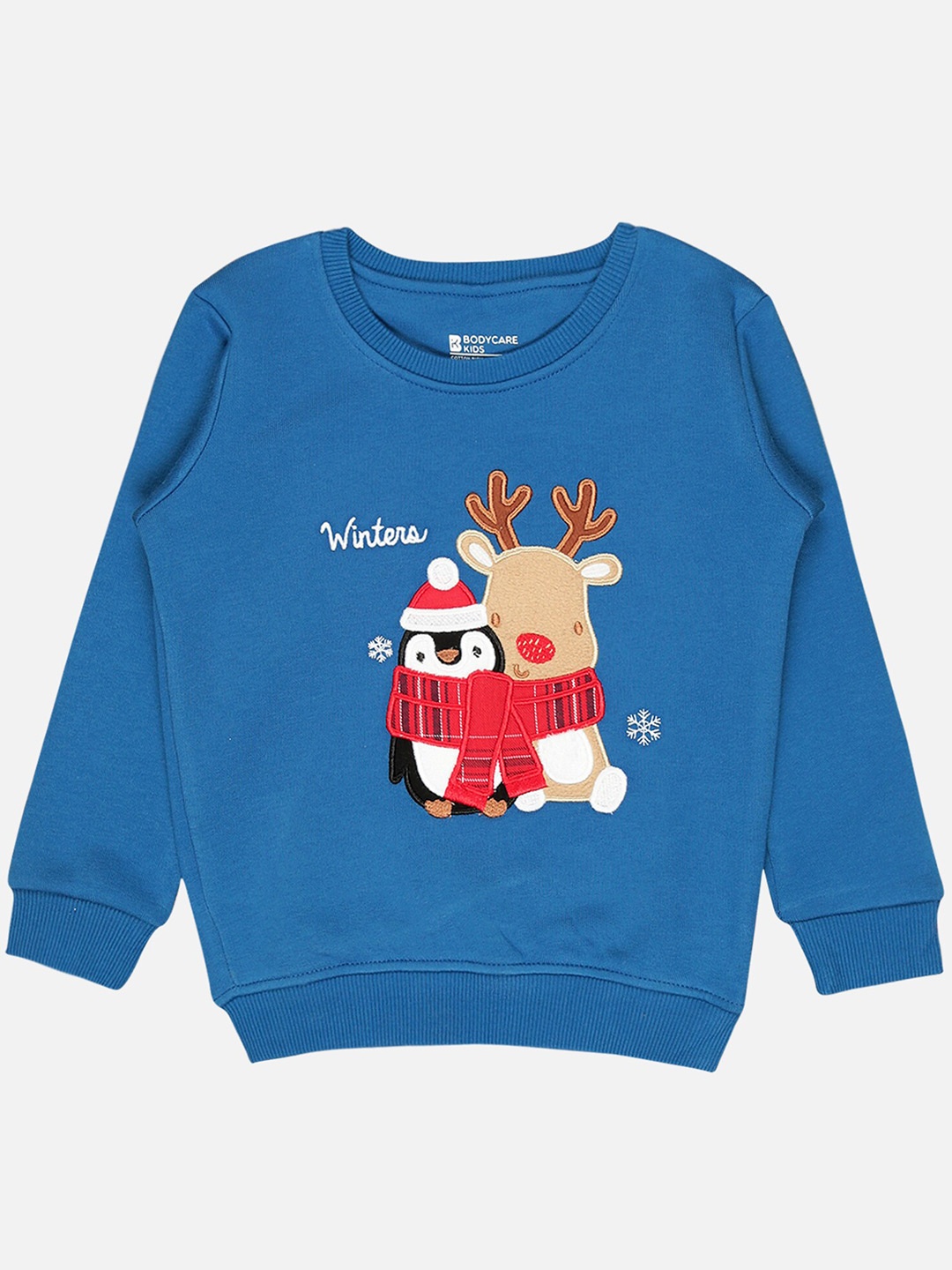 

Bodycare Kids Girls Printed Round Neck Fleece Pullover, Blue