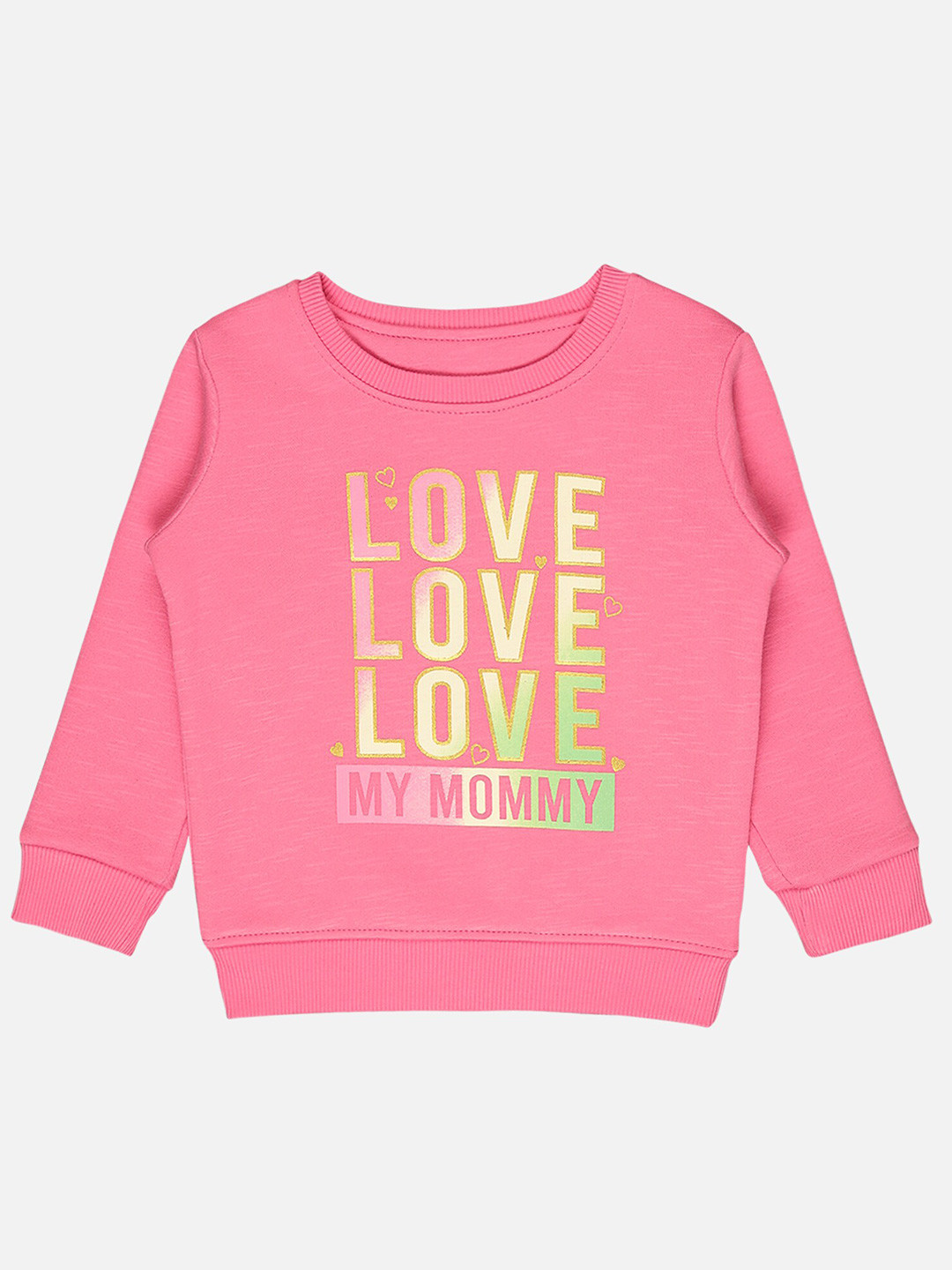 

Bodycare Kids Girls Printed Round Neck Fleece Sweatshirt, Pink