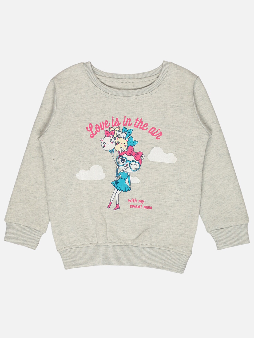 

Bodycare Kids Girls Graphic Printed Fleece Sweatshirt, Grey