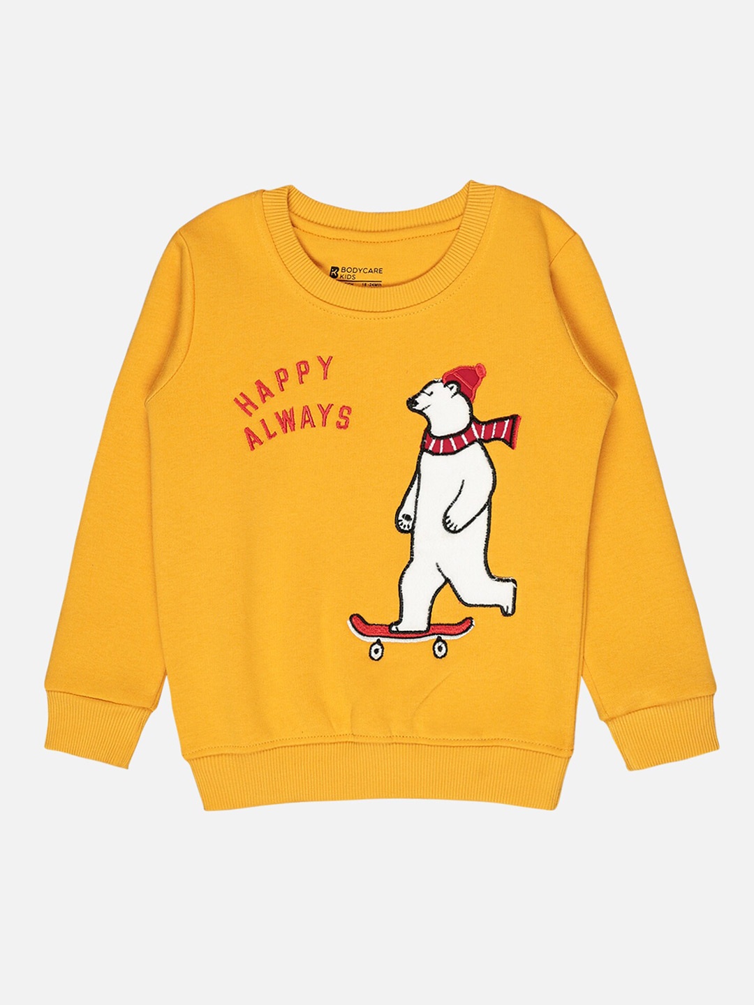 

Bodycare Kids Boys Humour & Comic Printed Fleece Pullover, Mustard