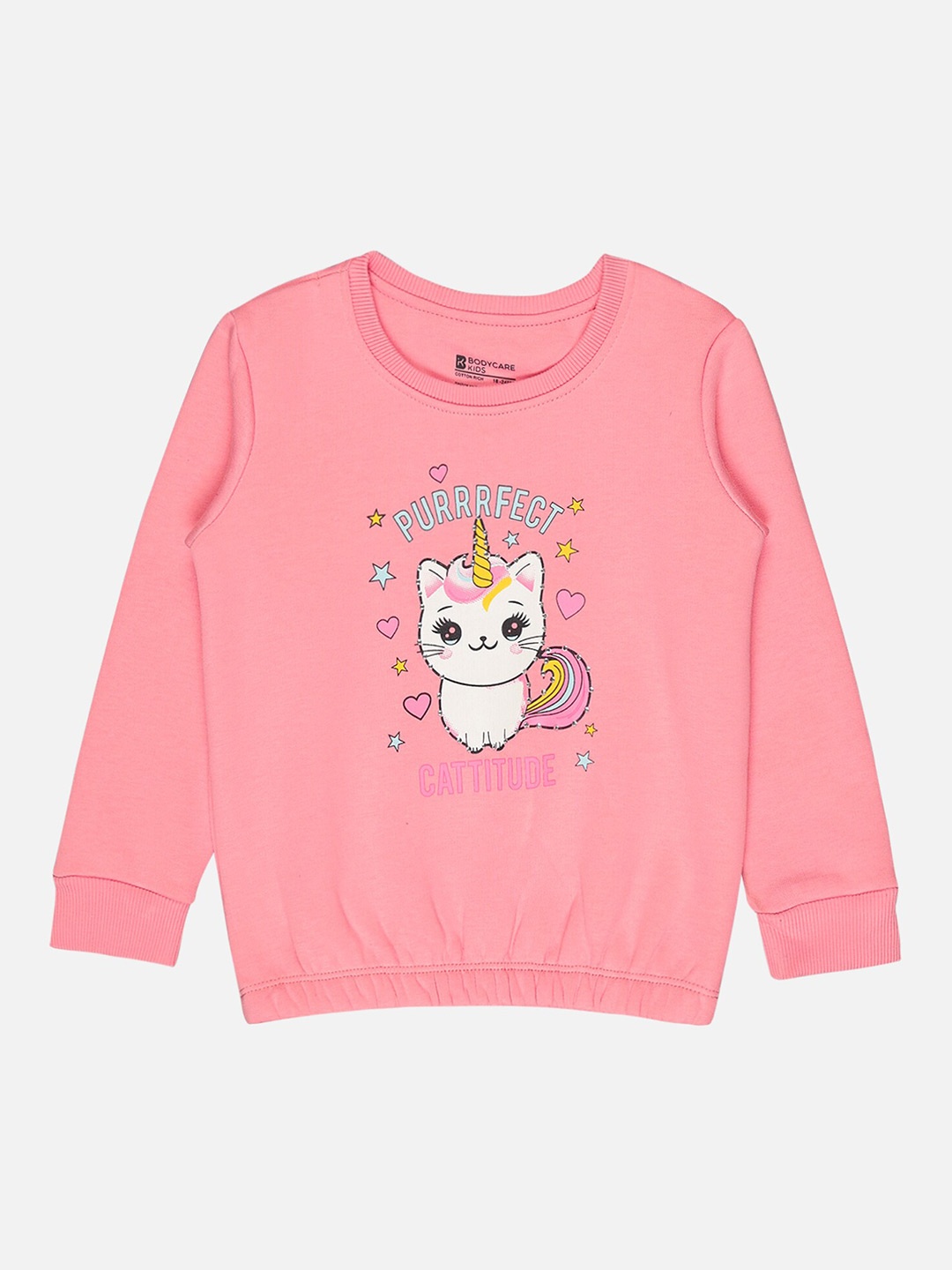 

Bodycare Kids Girls Graphic Printed Fleece Sweatshirt, Pink