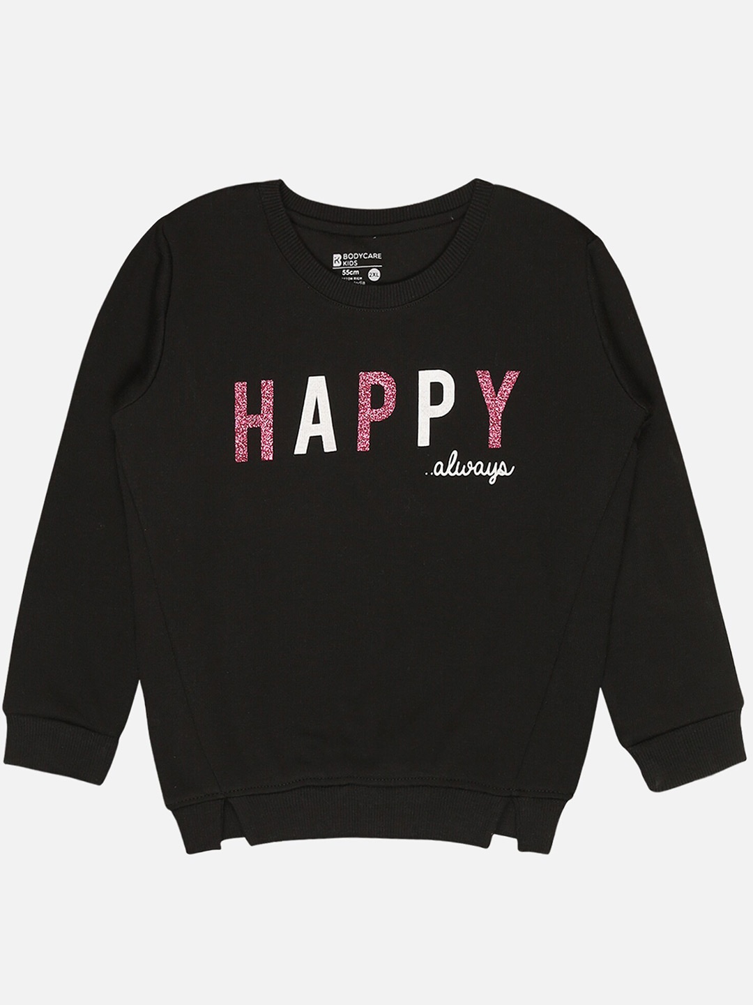 

Bodycare Kids Infant Girls Printed Round Neck Fleece Pullover, Black