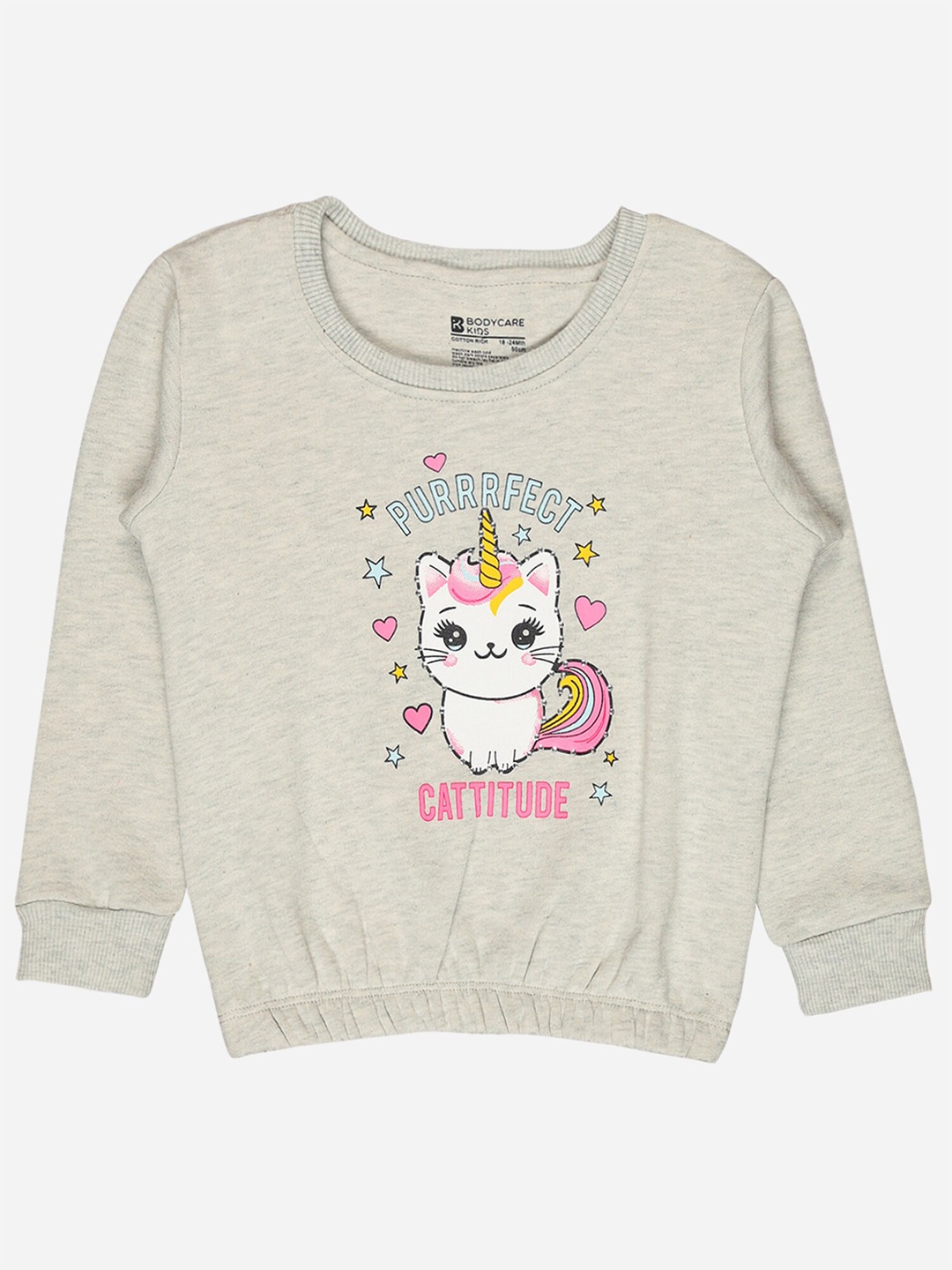 

Bodycare Kids Infant Girls Graphic Printed Fleece Sweatshirt, Grey