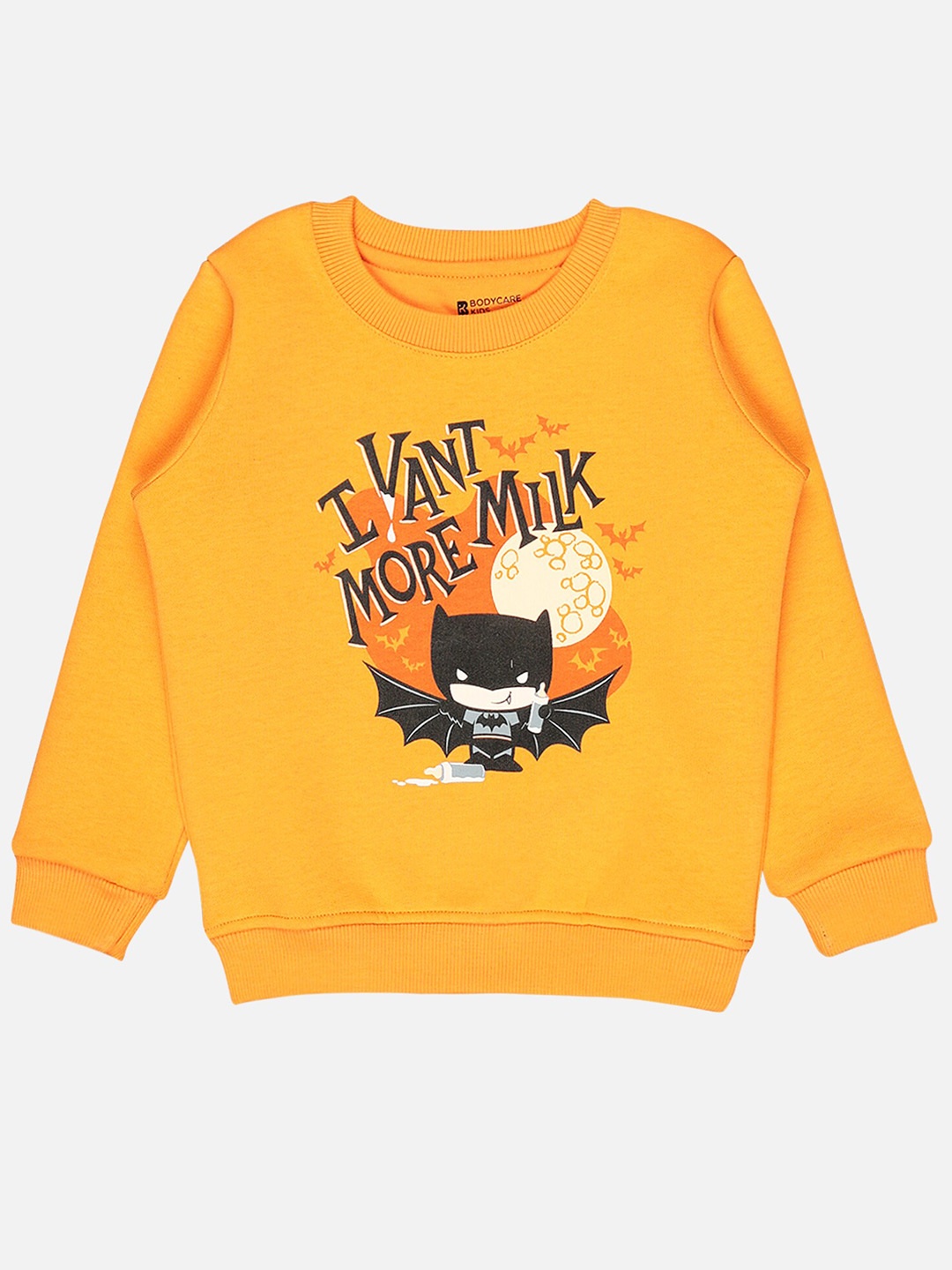 

Bodycare Kids Boys Typography Printed Fleece Sweatshirt, Orange