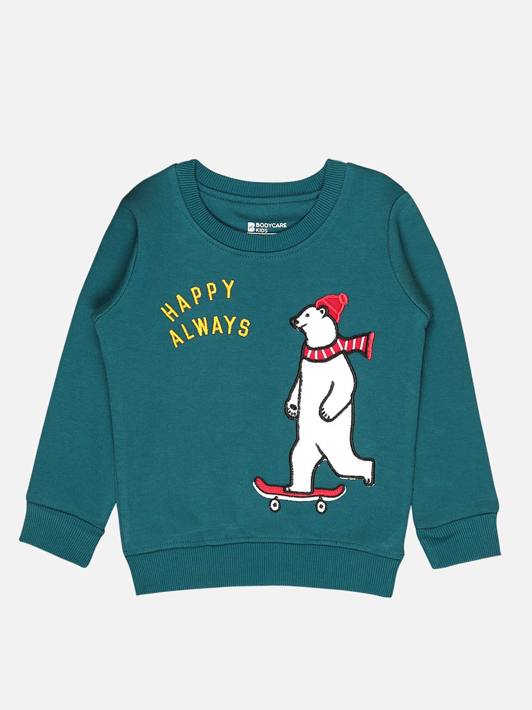 

Bodycare Kids Boys Printed Round Neck Fleece Pullover, Teal