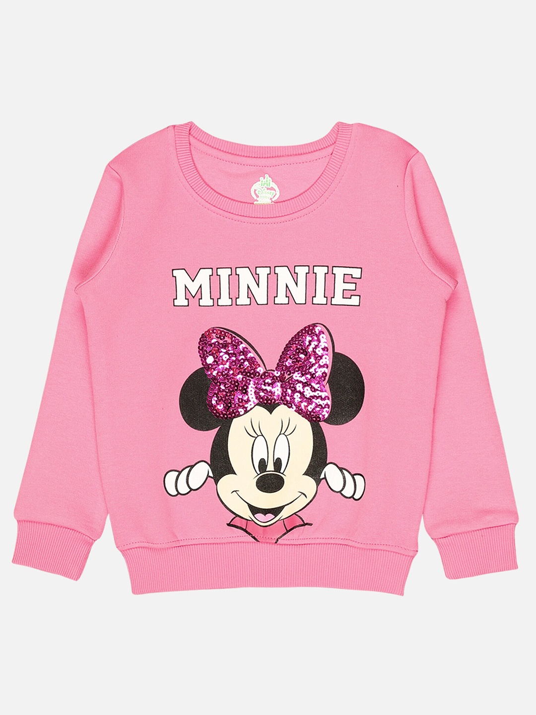 

Bodycare Kids Infant Girls Minnie Mouse Printed Sequined Fleece Sweatshirt, Pink