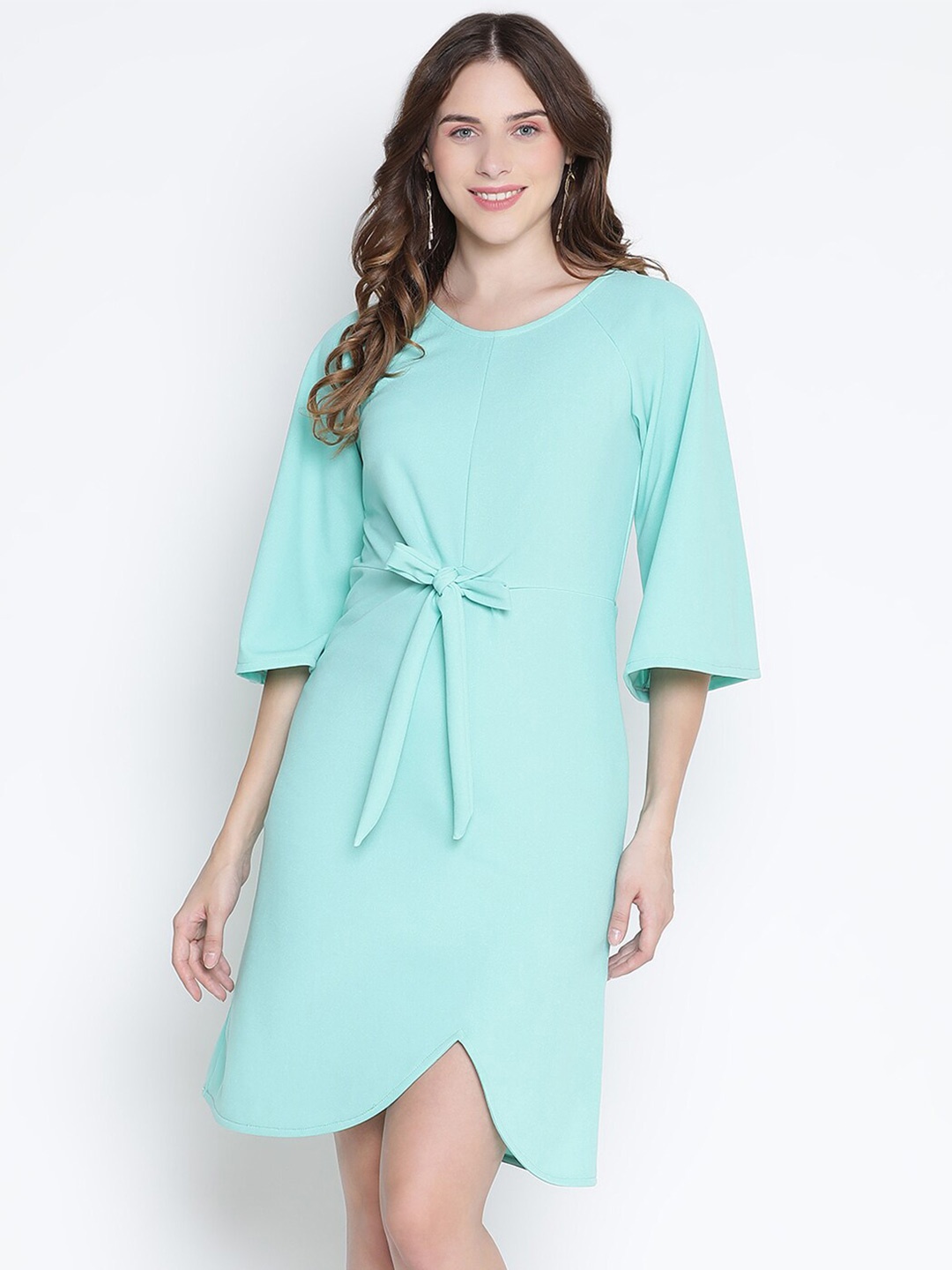 

DRAAX Fashions Flared Sleeves A-Line Dress, Blue