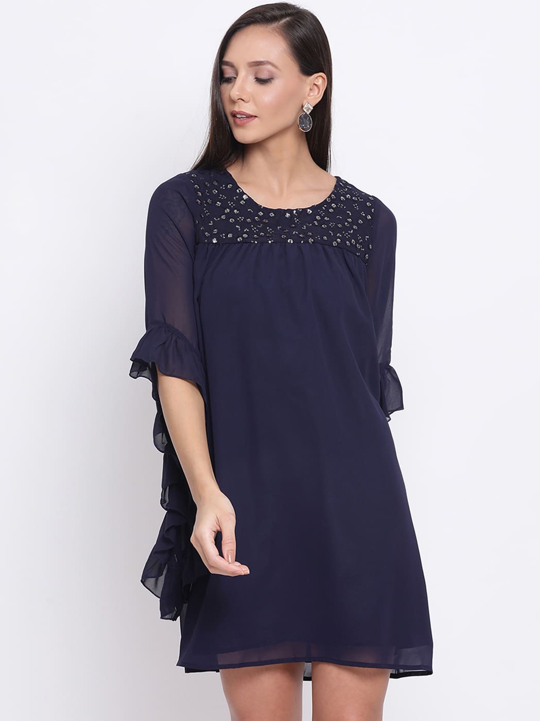 

DRAAX Fashions Sequined A-Line Dress, Blue
