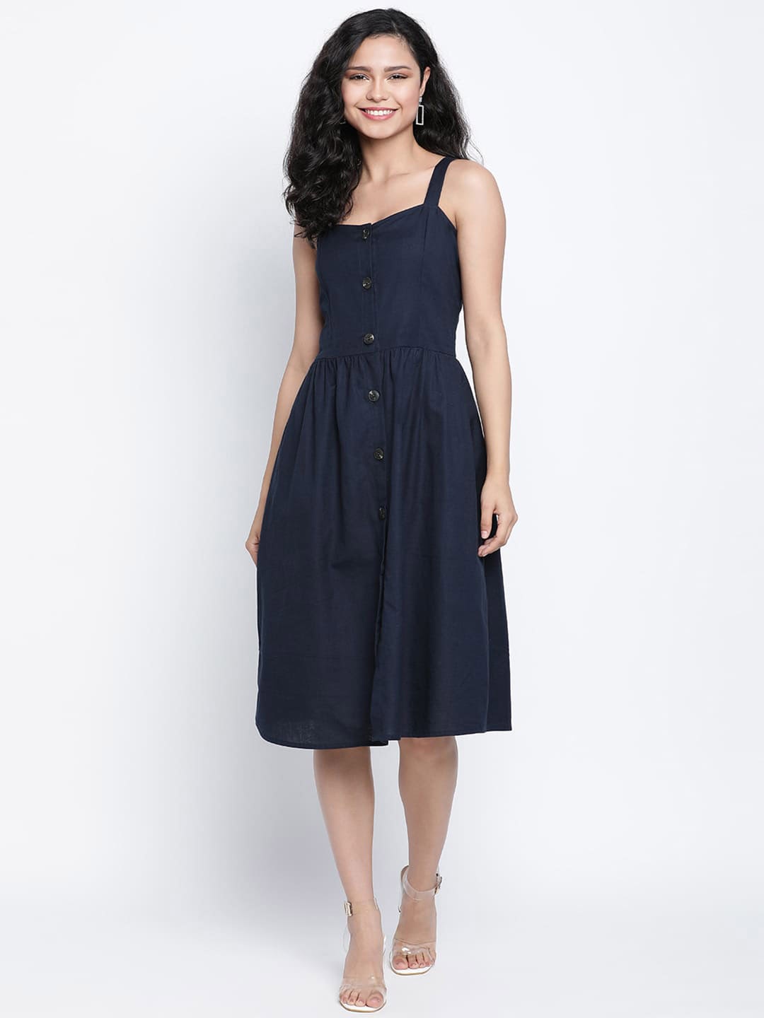 

DRAAX Fashions Shoulder Straps A-Line Dress, Blue