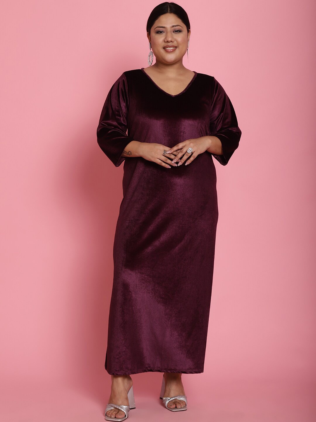 

theRebelinme Velvet A-Line Maxi Dress, Burgundy