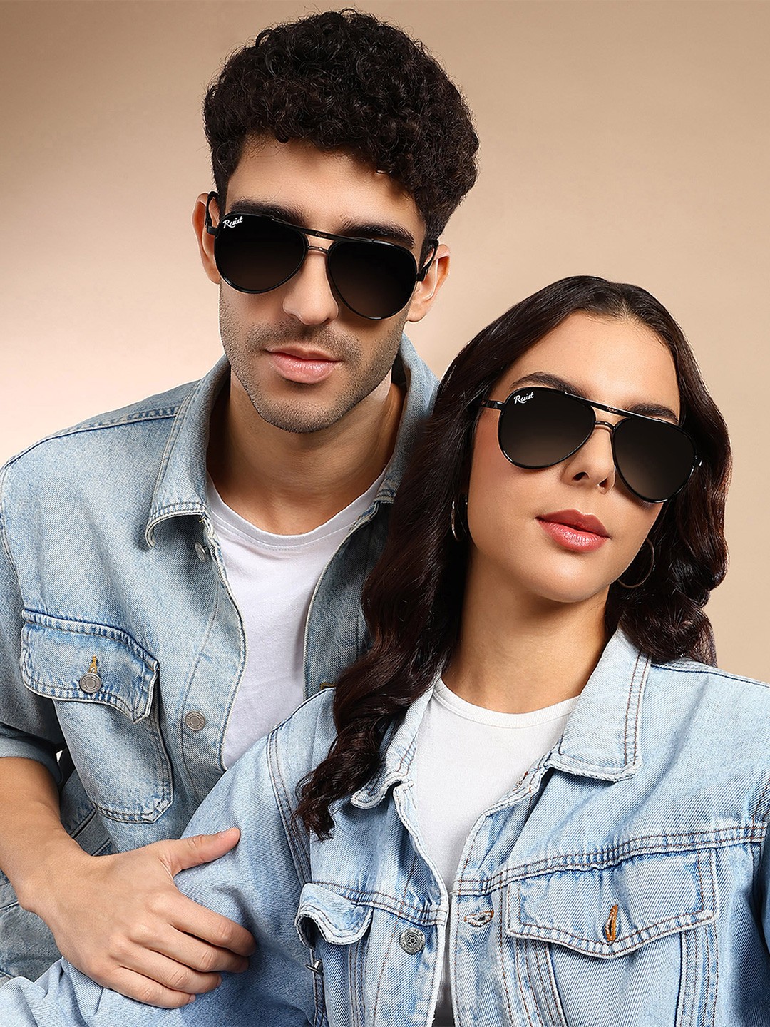 

RESIST EYEWEAR Unisex Aviator Sunglasses With UV Protected Lens PIOBL, Black