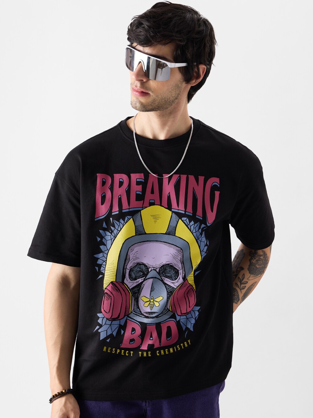 

The Souled Store Black Breaking Bad Respect The Science Printed Cotton Oversized T-shirt