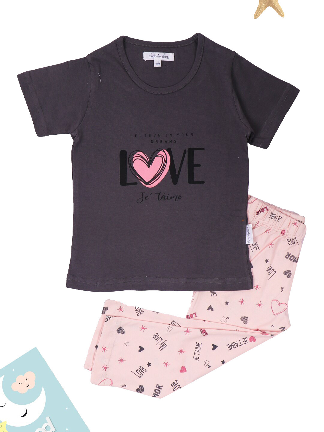 

Bedtime story Kids Printed Pure Cotton Night suit, Pink
