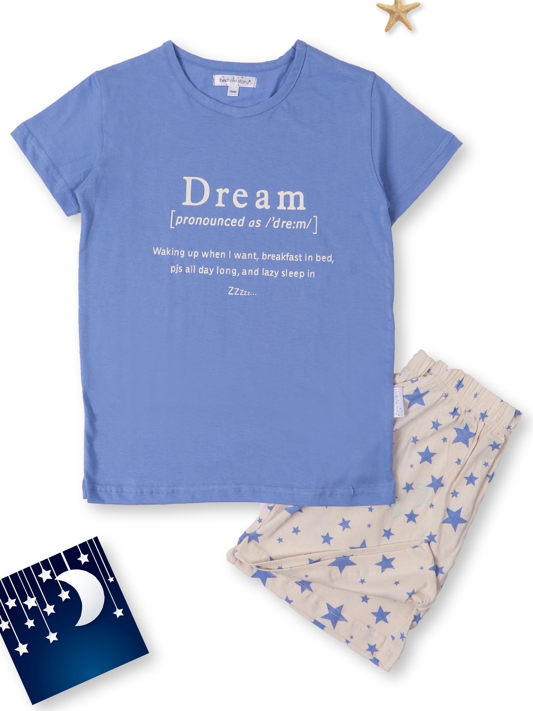 

Bedtime story Kids Printed Pure Cotton Night suit, Blue