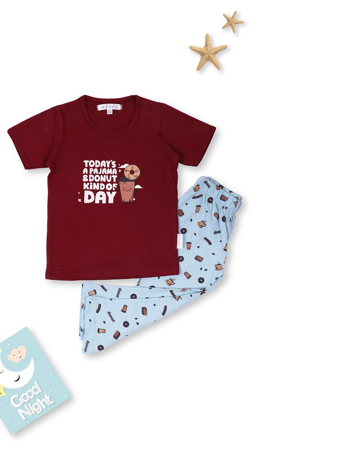 

Bedtime story Unisex Kids Printed Cotton T-shirt With Pyjamas Night Suit, Blue