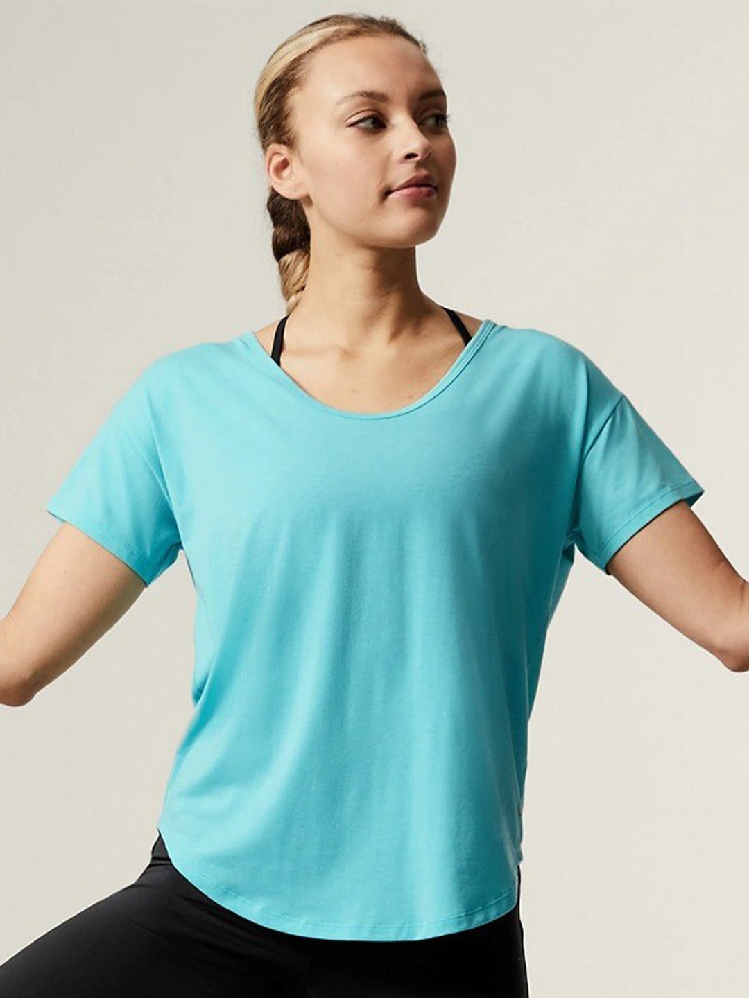 

Marks & Spencer Round Neck Cross Back Yoga T-shirt, Turquoise blue