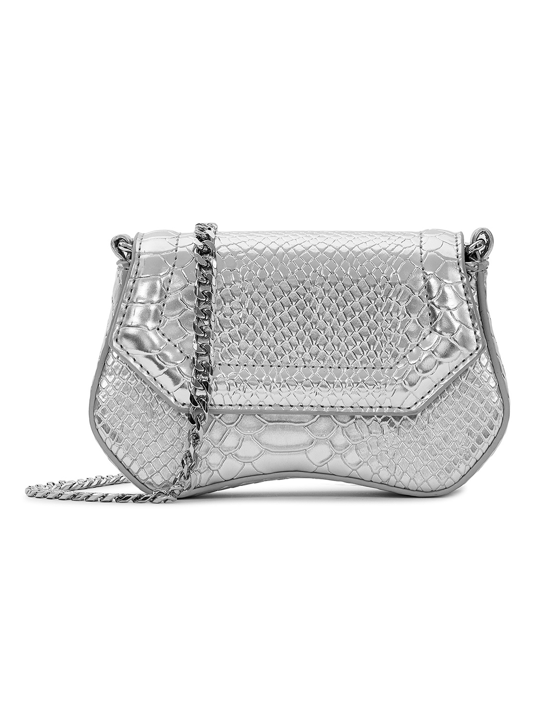 

MIRAGGIO Textured Structured Sling Bag, Silver