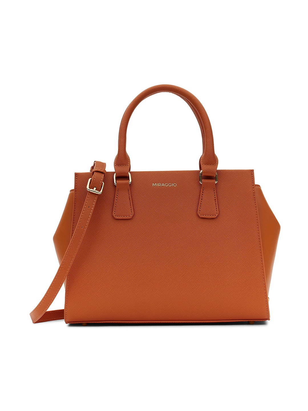 

MIRAGGIO Textured Structured Handheld Bag, Orange