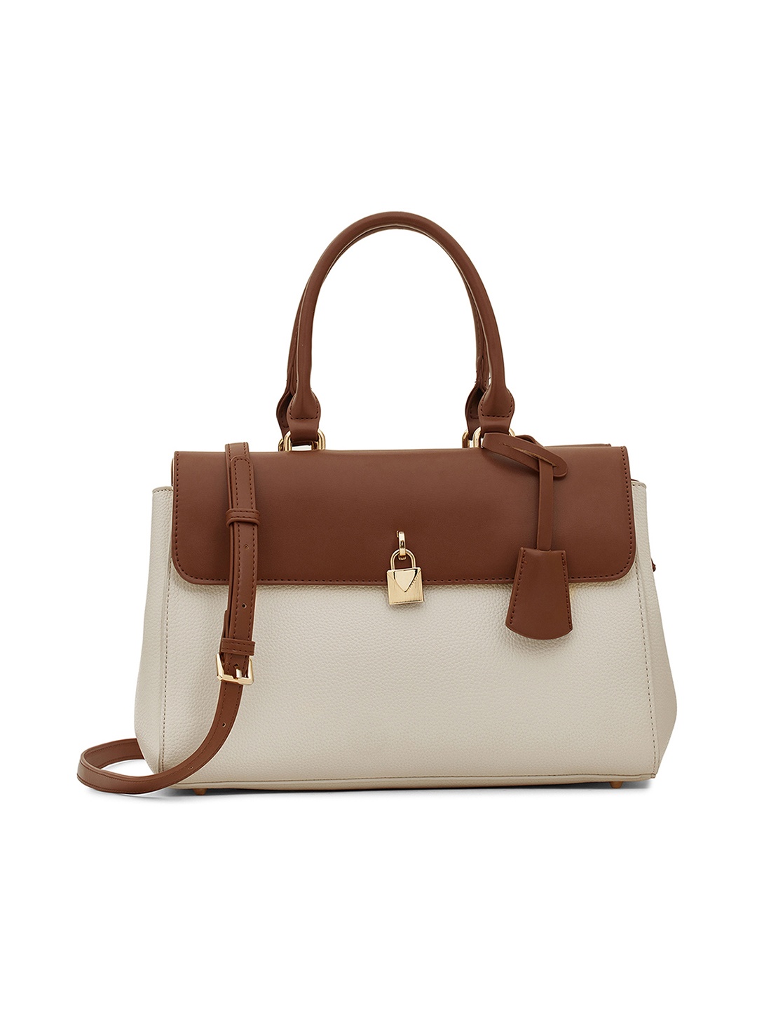 

MIRAGGIO Colourblocked Handheld Bag, Beige