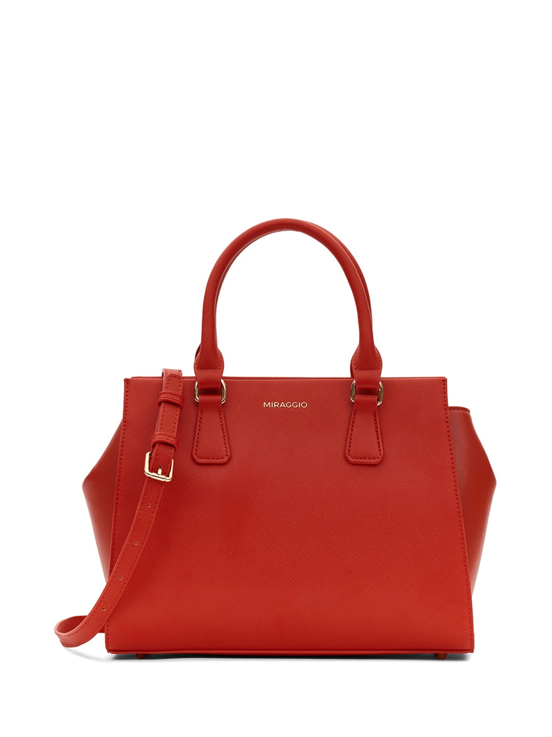 

MIRAGGIO Textured Structured Handheld Bag, Red
