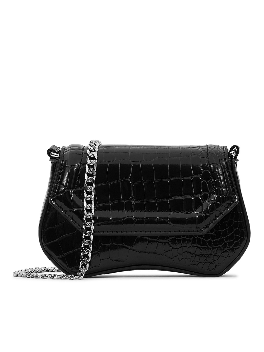 

MIRAGGIO Textured Structured Sling Bag, Black