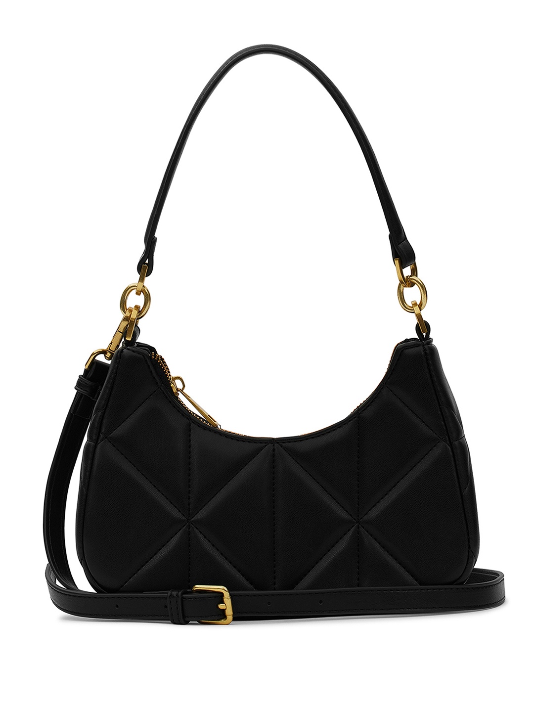 

MIRAGGIO Koko Black Quilted Shoulder with Adjustable & Detachable Crossbody Strap