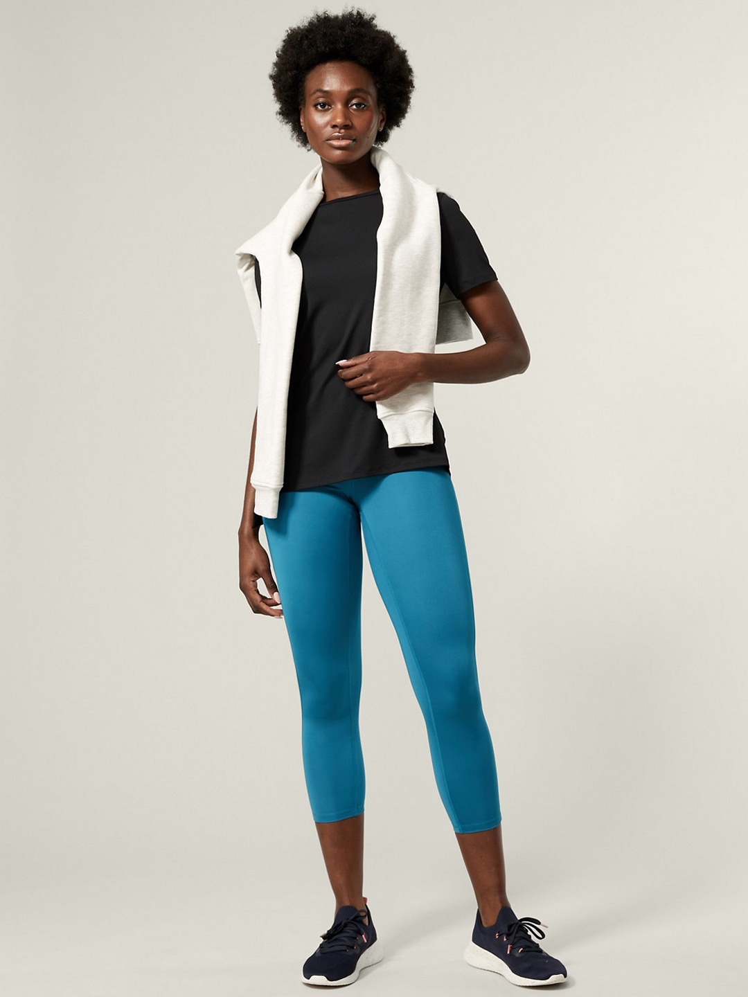 

Marks & Spencer Women Slim-Fit Cropped Gym Tights, Blue