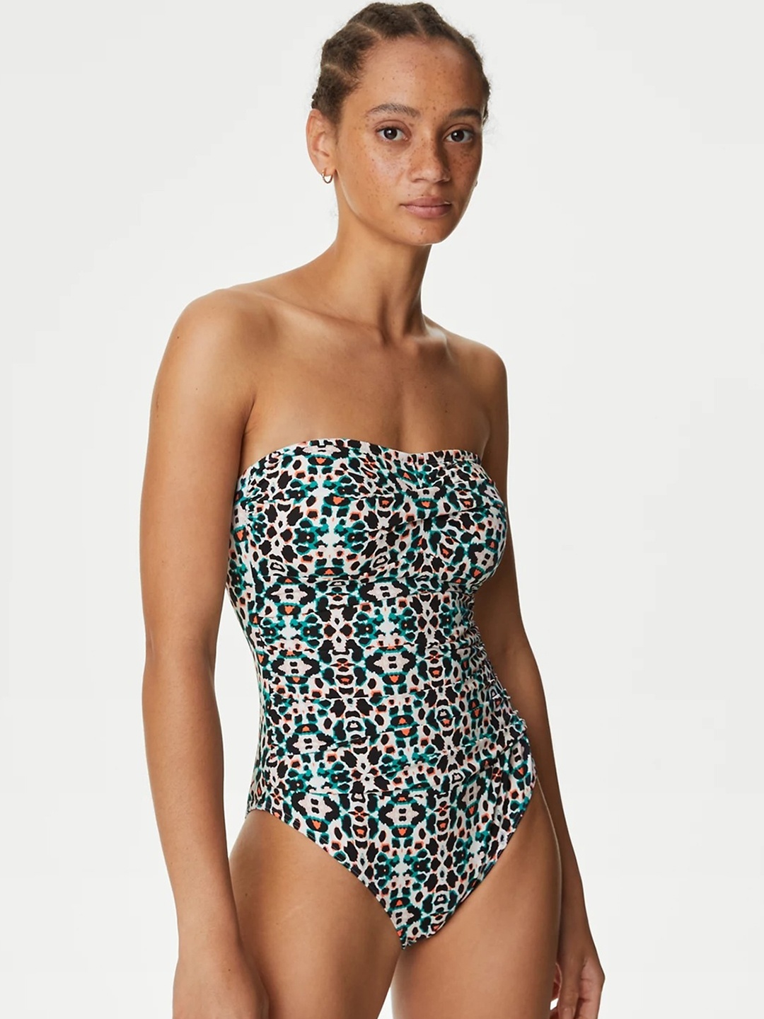 

Marks & Spencer Abstract Printed Shoulder Strap Padded Swim Bodysuit, Black