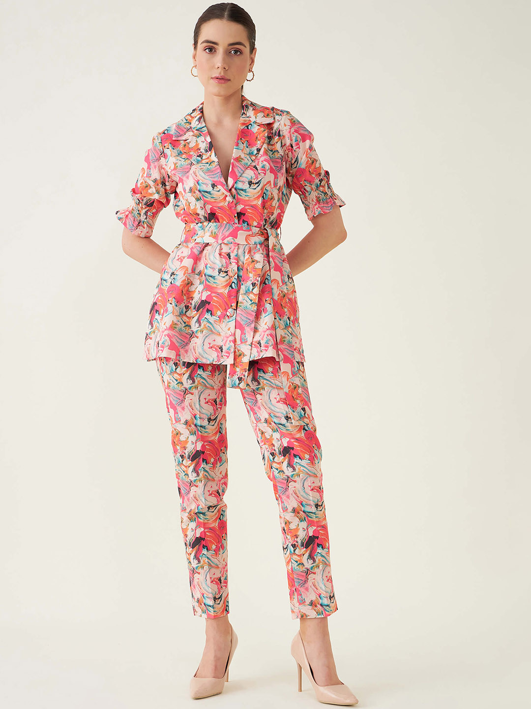 

SALT ATTIRE Floral Printed Top With Trouser, Pink