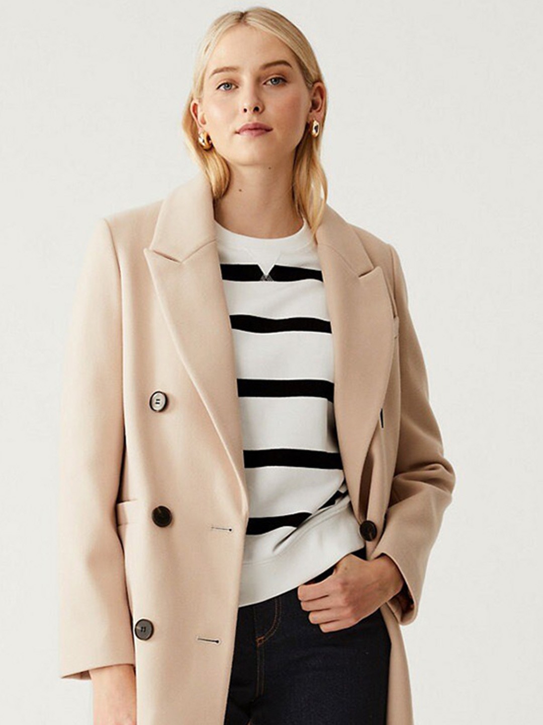 

Marks & Spencer Striped Round Neck Pullover Sweatshirt, White